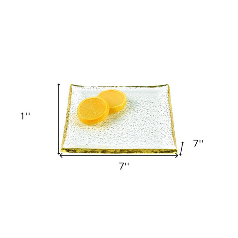 7 Glass Set of 4 Square Edge Gold Plates